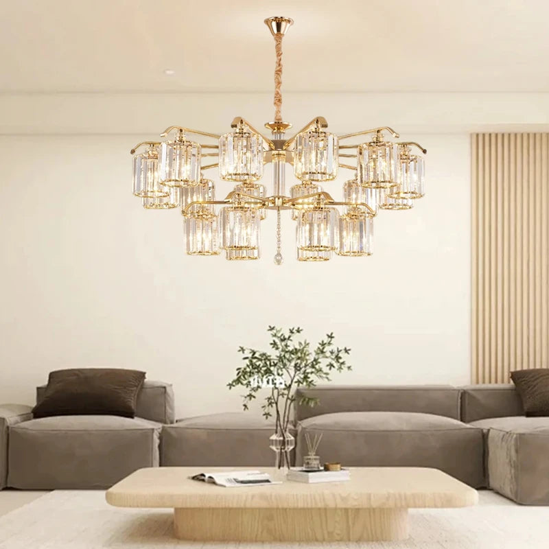 Modern luxury Atmosphere Crystal Lustre Chandelier Living Dining Bedroom Villa Room Decor Pendant Light Indoor Lighting Fixtures Golden Atelier 1