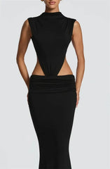 Cutout High Neck Maxi Dress
