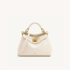 Crocodile Embossed Top Handle Lock-Down Bag