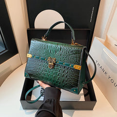 Crocodile Embossed Pu Leather Crossbody Bag