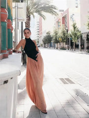 Ruched Halter Top and Palazzo Pants Set