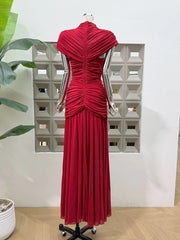 Ruched Cutout High Neck Maxi Dress