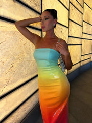 Sequin Ombre Tube Midi Dress Golden Atelier 3