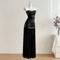 Strapless Sequin Bodice Maxi Dress