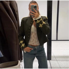 Embroidered Military Inspired Jacket