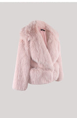 Fluffy Faux Fur Big Collar Pockets Jacket