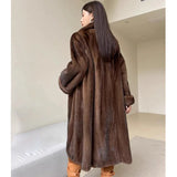 Thick Warm Long Faux Fur Coat Lapel Loose Women Jacket