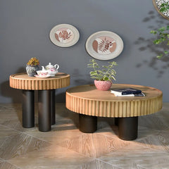 Creative Exquisite Solid Wood Round Living Room Sofa Table