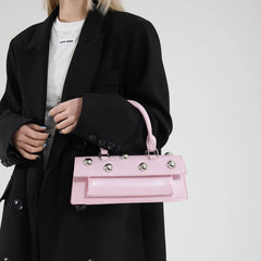 Riveted PU Leather Top Handle Bag