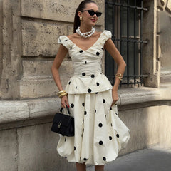 Polka Dot High Waist Skirt