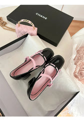 Patent Bowknot Chunky Mary Jane Heels