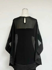 Cape Overlay Satin Strapless Maxi Dress