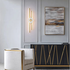 A modern marble LED wall lamp with a minimalist design, perfect for adding a touch of luxury to any room.D