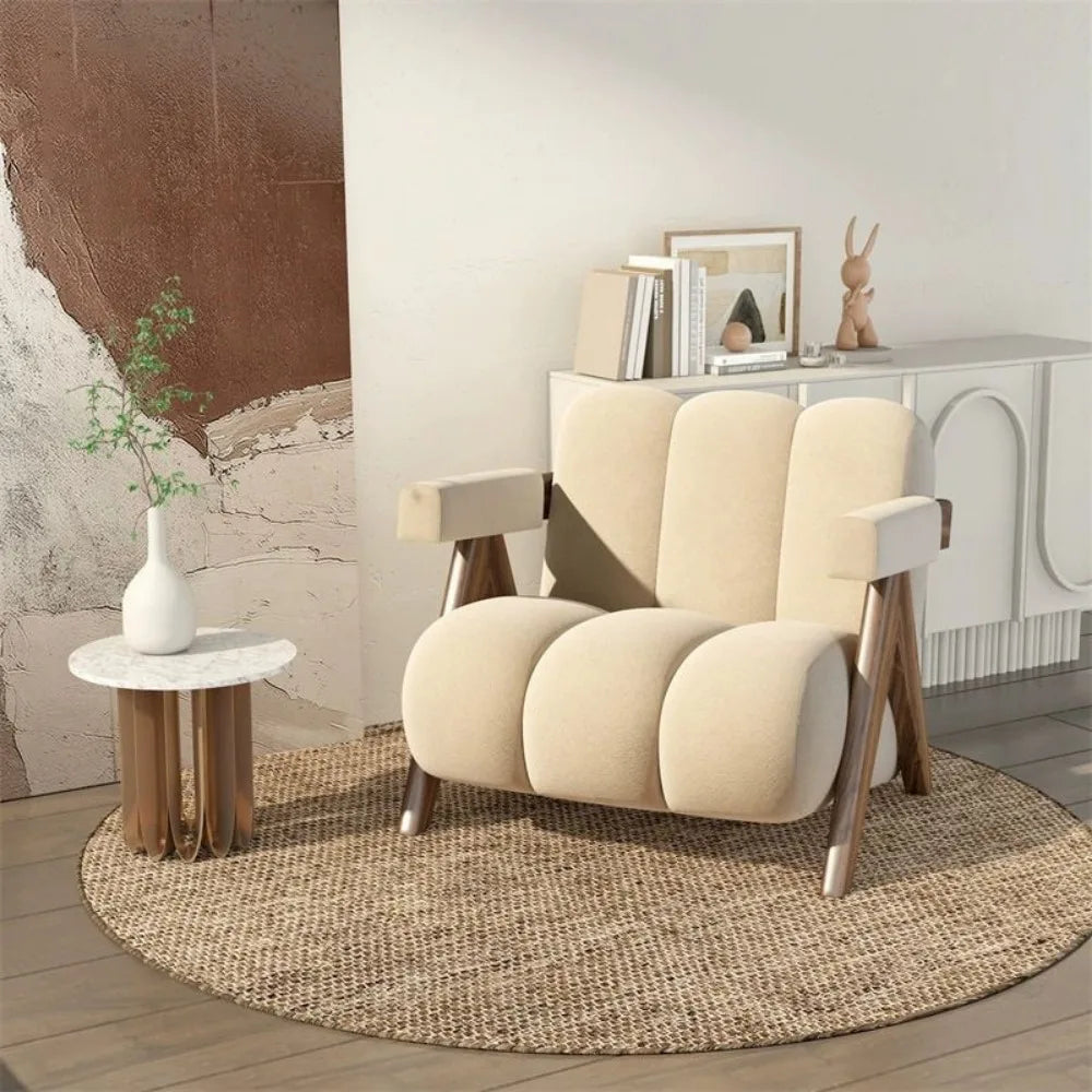 Luxury  fashionable living room single sofa chair, bedroom sofa chair, Japanese cream style balcony leisure chair, furniture Golden Atelier