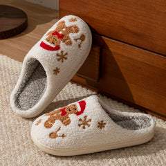 Gingerbread Man Plush Cozy Winter Slippers