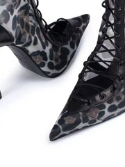 Lace Up Knee High Heel Boots