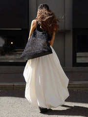 Asymmetric Midi Skirt with Voluminous Hem