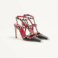Riveted Square Toe Stiletto Heels