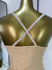 Rhinestone Mesh Strappy Bodysuit