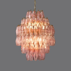 Golden Atelier Pink Amber Glass Pendant Light Two