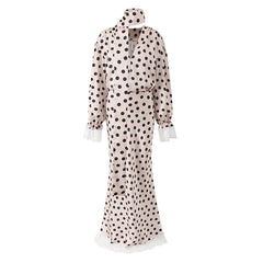 Polka Dot Puff Sleeve Shirt and Maxi Skirt Set