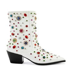 Embroidered Pointed Toe Boots