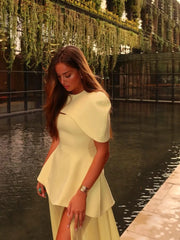 Solid Three Piece Square Collar Sleeveless Top with Shawl And Mesh Long Skirt Set