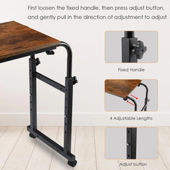 Adjustable Laptop Overbed Table with Wheels (60"–84")