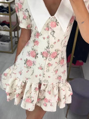 Puff Sleeve Ruffled Collar Mini Dress