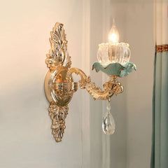 European Style Retro Crystal Lamp Ceramic Flower  Wall Lamp