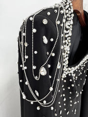 Beaded Cape Sleeve Maxi Dress
