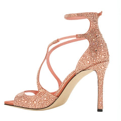 Rhinestone Ankle Strap Stilettos