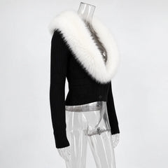 Faux Fur Trimmed Cardigan