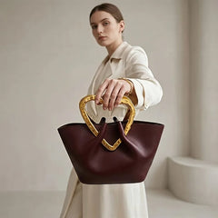 Burgundy Heart Handle Bag