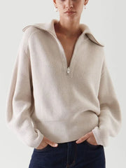 Women's Turtleneck Zipper Long Sleeve Knitted Sweater