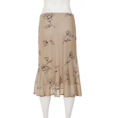 Floral Print Ruffle Hem Skirt