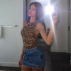 Close-up of leopard print romper fabric