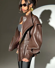 Waist Cinched Leather Jacket