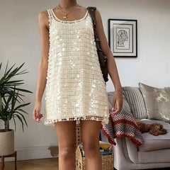 Sequin Mesh Mini Dress