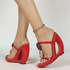 Patent Leather Wedge Sandals