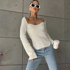 Asymmetrical Knit Off-Shoulder Top