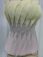 Ombre Two-Tone Pleated Peplum Strapless Top