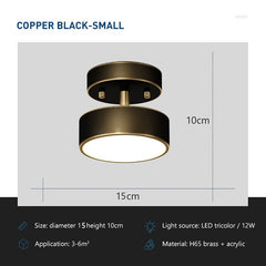 LED Round Copper Rotatable Surface Mounted Lighting Fixtures