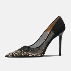 Rhinestone Mesh Stiletto Pumps
