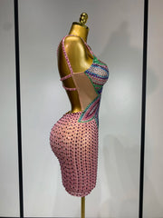 Crystal Embellished Bodycon Mini Dress