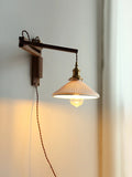 Walnut Wood Adjustable Ceramics Lampshade LED Fold Light