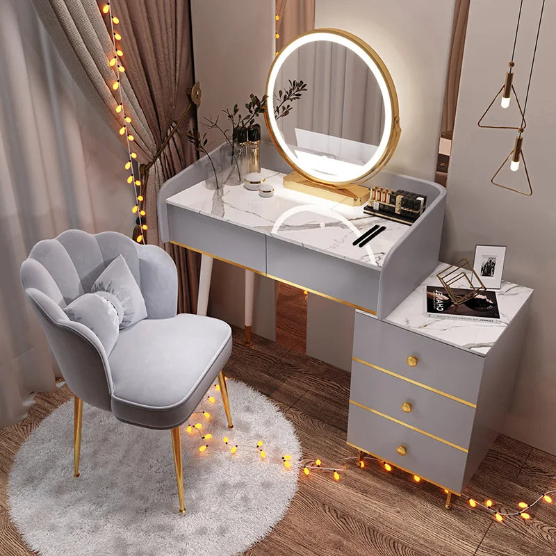 Vanity Mirror Toiletry Stool Multi Function Light Dressing Table