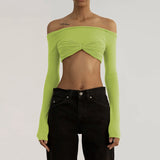 Ruched Bandeau Mesh Long Sleeve Top
