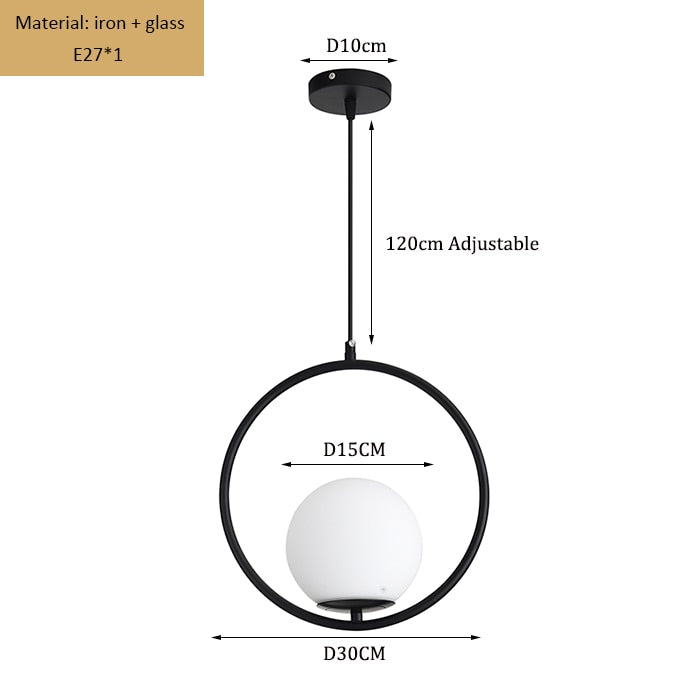 Glass Lampshade Electroplated Body Hanging Lamp