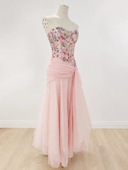 Floral Bustier Tiered Tulle Gown Dress